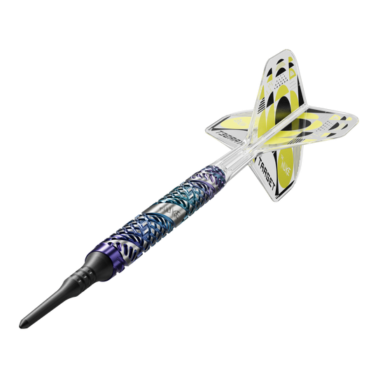 Hier sieht man die Target Luke Littler Edge Softdarts - 19g. Sie sind ideal für ambitionierte Spieler geeignet.