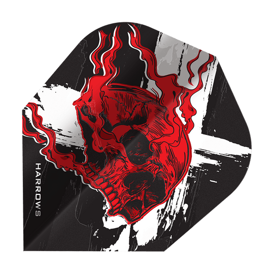 Ryan Searle de Harrow Heavy Metal No6 Flights Auf dem Bild sind Harrows Ryan Searle Heavy Metal No6 Flights dargestellt. Die Flights sind bekannt für ihre hohe Qualität und das markante Design.
