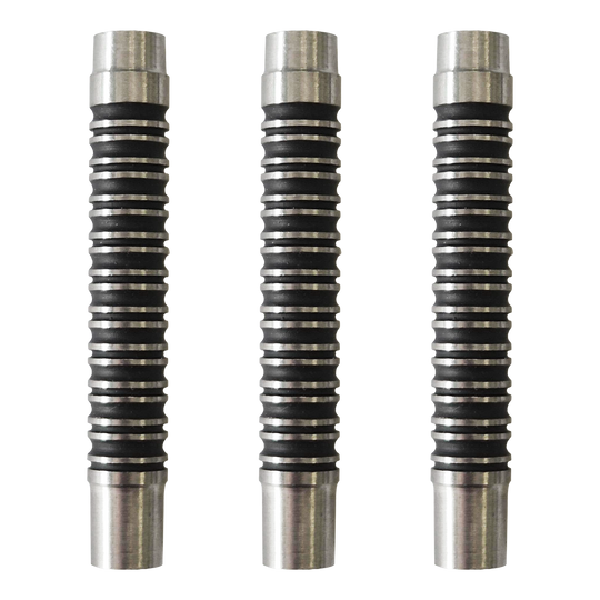 Corps de fléchettes souples McDart Black Ring 2 - 18 g Dargestellt ist ein Set der McDart Black Ring 2 Softdart Barrels - 18g. Das Set zeigt schwarze Dart-Barrels mit Ringen.