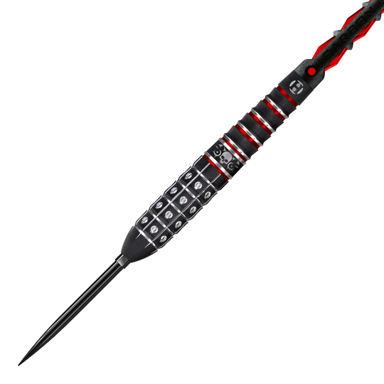Die Harrows Ryan Searle Series 3 Quick Point Steeldarts werden auf dieser Abbildung gezeigt. Sie wurden für professionelle Dartspieler konzipiert.