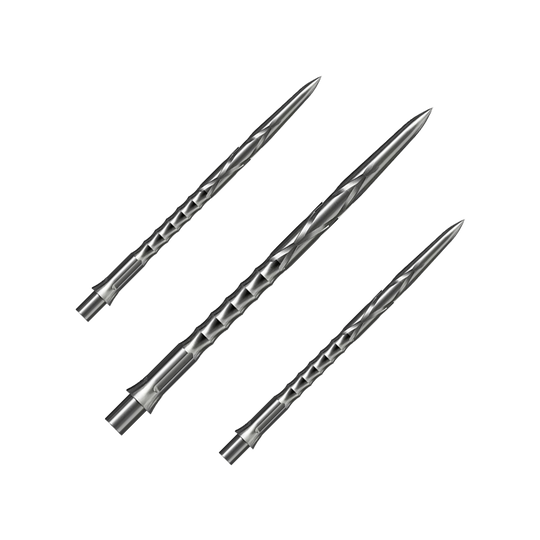 Pointes de fléchettes en acier Caliburn System - HAN G2 - Argent Das Bild präsentiert ein Set Caliburn Evo System Steeldartspitzen, HAN G2, Silber, 40mm. Das Set enthält mehrere Spitzen für Steeldarts.