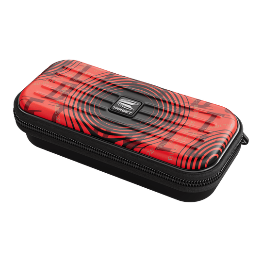 Étui à fléchettes Target Takoma Stephen Bunting Das Bild zeigt das Produkt "Target Takoma Stephen Bunting Dartcase". Das Etui ist rot mit schwarzen Kreisen und hat einen Reißverschluss.