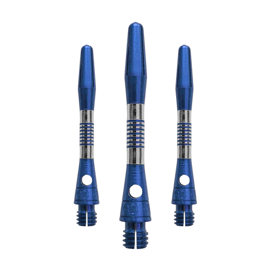 Tiges en aluminium Cetra Bulls NL - Bleues Dieses Bild zeigt blaue BullsNL Cetra Aluminium Shafts mit einer Länge von 34 mm. Es handelt sich um ein Set für Dartpfeile.