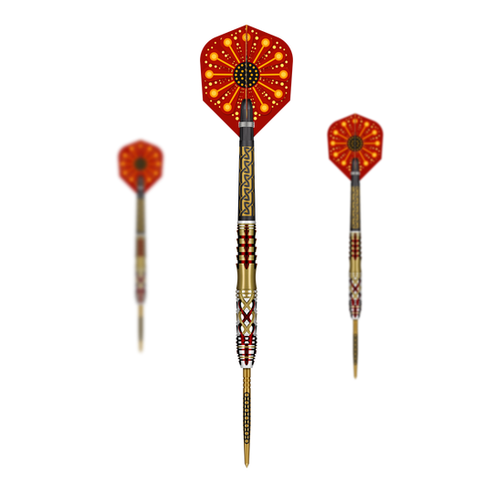 Fléchettes en acier Shot Goths Alaric Turbo Point - 23 g Gezeigt werden Shot Goths Alaric Turbo Point Steeldarts im 23g Set. Das Set bietet hochwertige Steeldarts für anspruchsvolle Dartspieler.