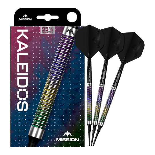 Fléchettes souples Mission Kaleidos - 19 g Mission Kaleidos Softdarts - 19g ist auf dem Bild zu sehen. Der Softdart ist vollständig abgebildet.