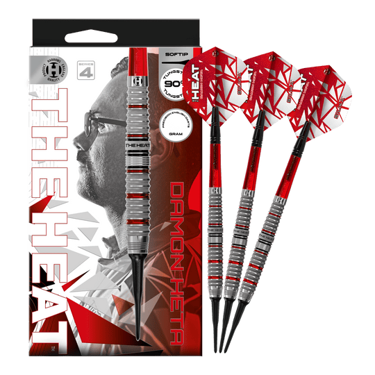 Fléchettes souples Damon Heta Series 4 de Harrow Hier ist das Produkt Harrows Damon Heta Series 4 Softdarts zu sehen. Die Darts zeichnen sich durch ihre hochwertige Verarbeitung aus.