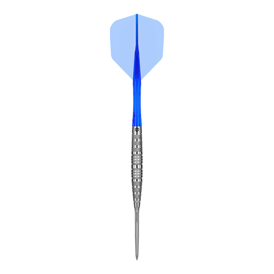 Fléchettes en acier Caliburn Rix EZ-EVO R6 Das Produkt Caliburn Rix EZ-EVO R6 Steeldarts wird gezeigt. Die Aufnahme hebt die Gestaltung und die Struktur des Darts hervor.
