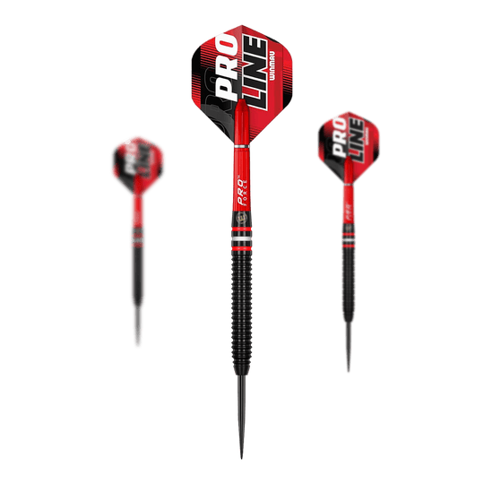 Winmau Pro-Line 90% Steeldarts werden hier dargestellt. Es sind hochwertige Steeldarts für präzises Dartspiel.