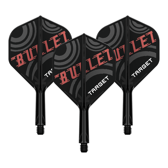 Système de flèche standard Target K-Flex Stephen Bunting n° 2 Bild zeigt ein Dart-Flight Set mit der Bezeichnung 'Target K-Flex Stephen Bunting No2 Standard Flights 19mm 1Set'. Es ist ein Zubehör für Dartscheiben und Spieler.