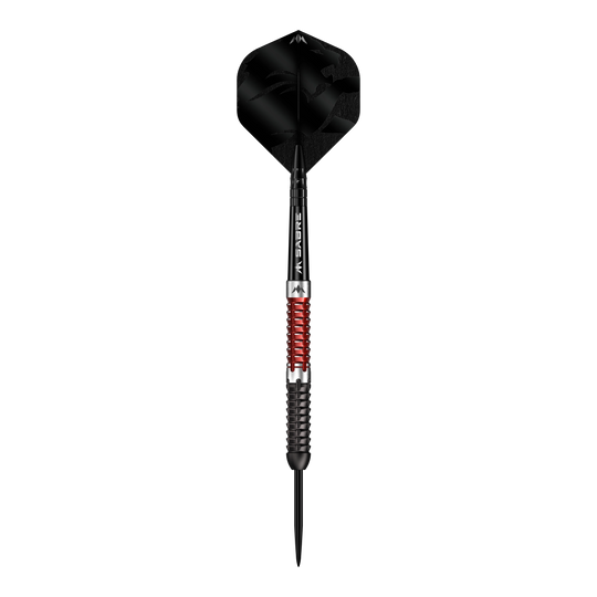 Fléchettes Mission Llew Bevan Black Red Electro Steel - 23 g Abgebildet ist der Mission Llew Bevan Black Red Electro Steeldarts in 23g. Der Dartpfeil ist schwarz und rot gestaltet.
