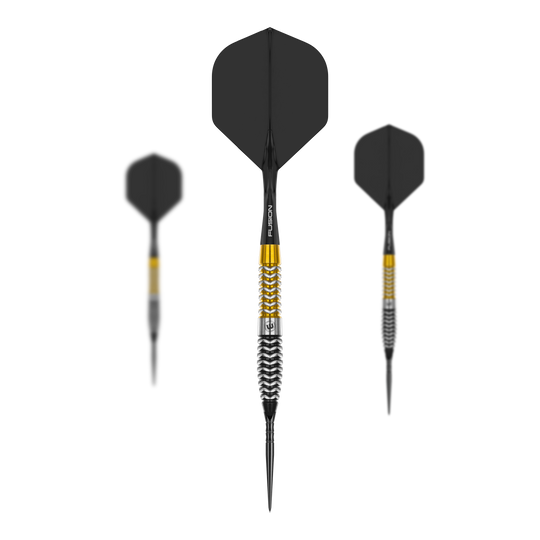 Points de commutation de torpilles Winmau Exion Steeldarts Das Bild zeigt ein Set von Winmau Exion Torpedo Switch Points Steeldarts. Es sind mehrere Steeldart-Spitzen abgebildet.