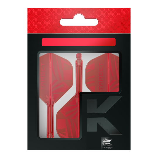 Die Target K-Flex Red No2 Standard Flights werden gezeigt. Es handelt sich um rote Dartflights im Standardformat.