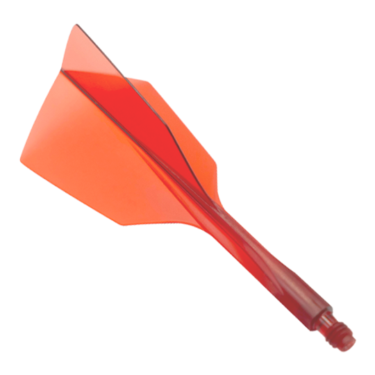 Condor Ax 120 Flight System Rouge Transparent - Étroit Das Bild zeigt ein rotes Dartflight-System mit schmalem Design. Es handelt sich um das Produkt "Condor Axe 120 Flight-System Clear Red - Narrow".