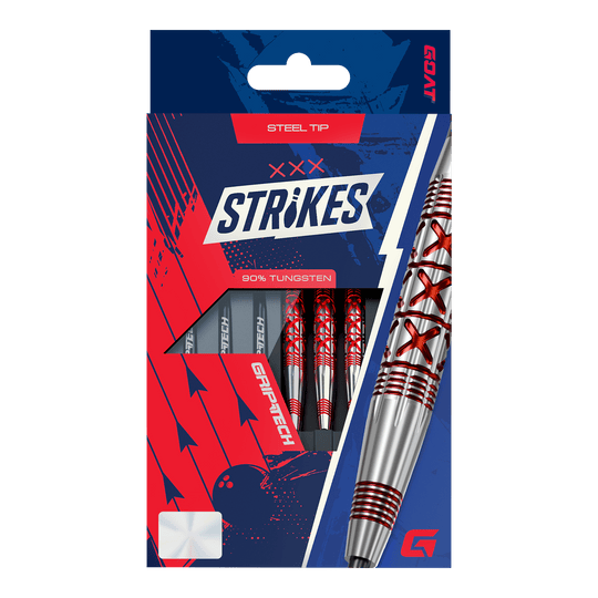 GOAT frappe des fléchettes en acier Hier ist das Produkt GOAT Strikes Steeldarts abgebildet. Die Steeldarts sind hochwertig verarbeitet und für Dartspieler geeignet.
