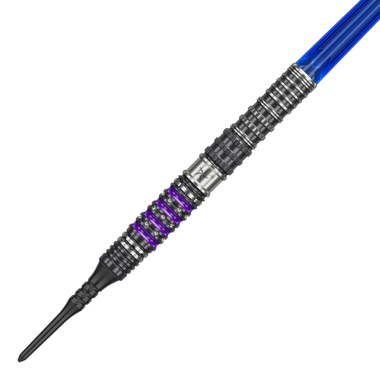 Fléchettes souples Target Japan Prime Series Sirius GEN4 - 21,5 g Dies ist der Target Japan Prime Series Sirius GEN4 Softdart mit einem Gewicht von 21,5g. Der Dart hat ein futuristisches Design mit silbernen, schwarzen und lila Akzenten sowie einem blauen Schaft.