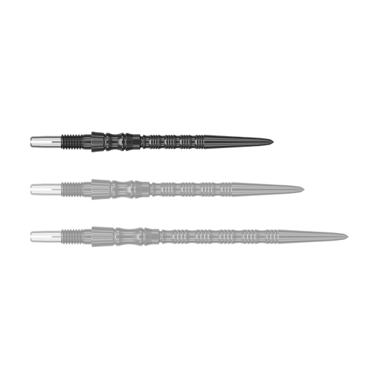 Zu sehen ist eine schwarze Dartspitze mit einer Länge von 30mm. Das Produkt ist eine Target SwissPoint Signature TRB Dartspitze.