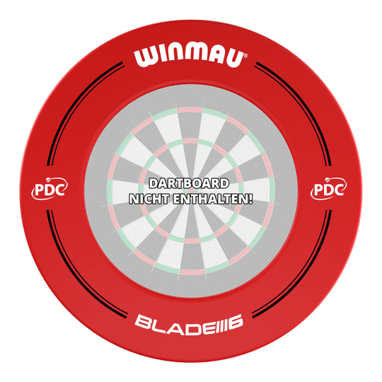 Cadre de fléchettes Winmau PDC - Rouge Das Bild zeigt einen roten Winmau PDC Dartboard Surround. In der Mitte steht: "Dartboard nicht enthalten!"