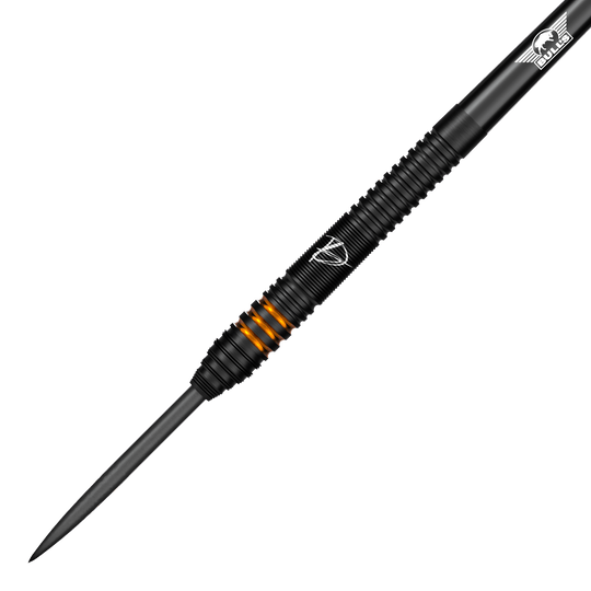 Bulls NL Dirk Van Duijvenbode Edition 2 fléchettes en acier Dies ist der Bulls NL Dirk Van Duijvenbode Edition 2 Steeldart. Der Dart ist überwiegend schwarz mit auffälligen orangefarbenen Ringen im Griffbereich.
