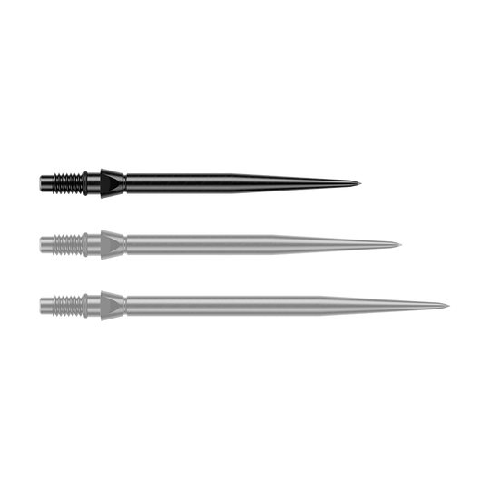 Pointes de fléchettes Winmau Switch Point en acier lisse - Noires Schwarze Steeldartspitzen in glatter Ausführung, 26 mm lang. Ein Produktfoto von Winmau Switch Point Steeldartspitzen.