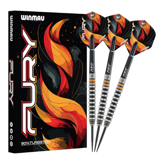 Fléchettes en acier Winmau Fury - 22 g Gezeigt werden die Winmau Fury Steeldarts - 22g. Diese hochwertigen Steeldarts sind für anspruchsvolle Spieler konzipiert.