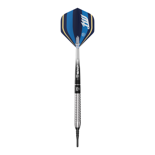 Hier sind Bulls Leon Weber Softdarts - 22g zu sehen. Die Softdarts bieten eine hochwertige Verarbeitung und gute Flugeigenschaften.