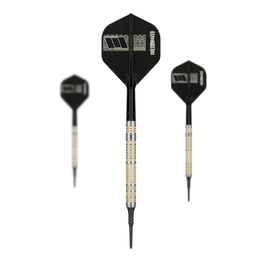 Fléchettes souples Target Dimitri Van Den Bergh 95K - 19 g Gezeigt wird ein Set der Target Dimitri Van Den Bergh 95K Softdarts mit 19 Gramm. Das Set ist optimal für professionelle Dartanwendungen.