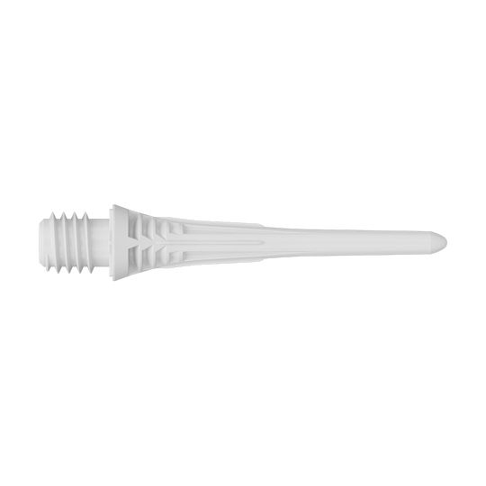 Pointes de fléchettes Target Cryo Soft, paquet de 30 - Blanches Target Cryo Softdartspitzen 30er Pack - Weiß liegt auf einer Oberfläche. Die Softdartspitzen sind weiß und werden als Packung angeboten.