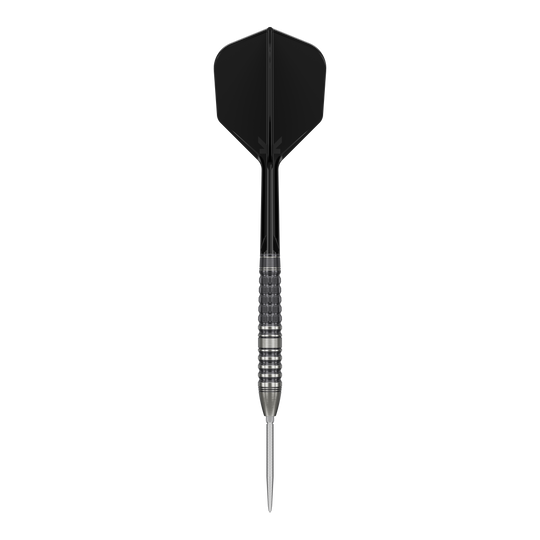 Fléchettes en acier Target Japan Black Marque Lumiere GEN3 Das Bild zeigt einen Target Japan Black Marque Lumiere GEN3 Steeldart. Der Dartpfeil hat eine schwarze Flights und einen silbernen, geriffelten Barrel.