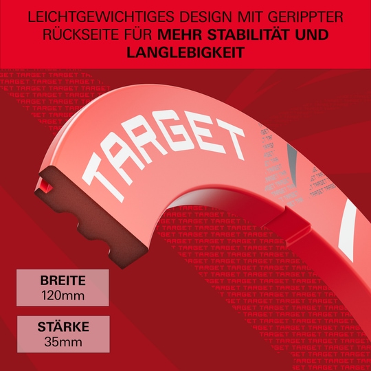 Cadre de cible à motifs crantés Eine rote Dartboard-Umrandung mit Muster ist auf dem Bild. Das Produkt hebt sich farblich ab.