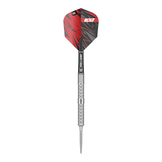 Fléchettes en acier Target Sebastian Bialecki GEN1 Swiss Point - 22 g Dies ist ein Steeldart namens „Target Sebastian Bialecki GEN1 Swiss Point“ mit einem Gewicht von 22 Gramm. Der Dart hat eine silberne Spitze und Schaft, sowie ein rotes und schwarzes Flight-Design.