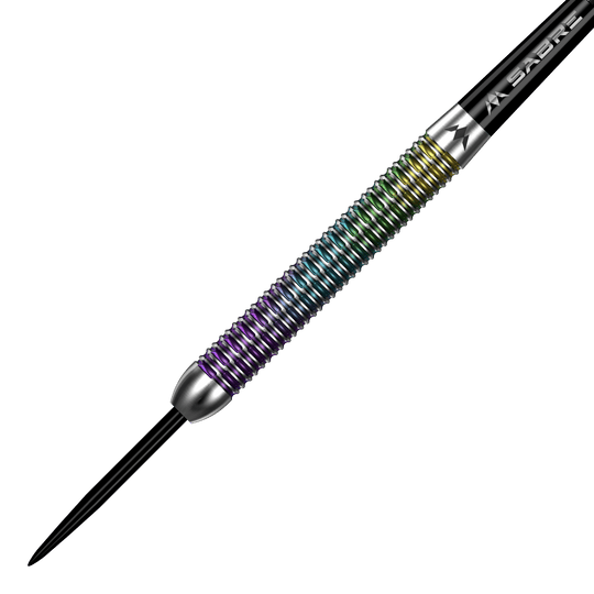 Auf dem Bild sind die Mission Kaleidos Steeldarts zu sehen. Die Dartpfeile zeichnen sich durch ihr auffälliges Design aus.