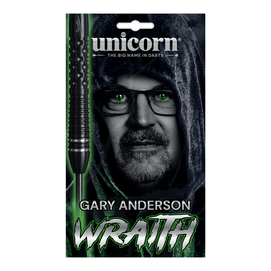 Fléchettes en acier Unicorn Wraith Gary Anderson Phase 6 Unicorn Wraith Gary Anderson Phase 6 Steeldarts. Die Abbildung zeigt ein Set hochwertiger Gary Anderson Steeldarts.