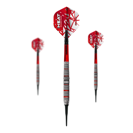 Fléchettes souples Damon Heta Series 4 de Harrow Das Bild stellt das Set Harrows Damon Heta Series 4 Softdarts dar. In diesem Set sind mehrere Softdarts enthalten.