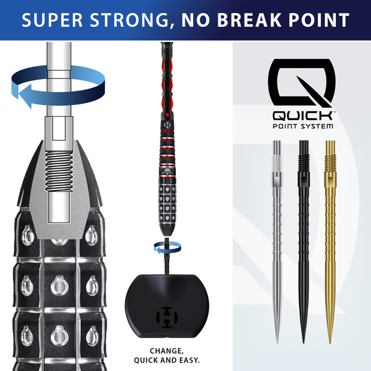 Pointes de fléchettes Harrows Quick Point Heavy Metal - Argent Harrows Quick Point Heavy Metal Dartspitzen in Schwarz sind abgebildet. Sie werden für das Dartspiel genutzt.