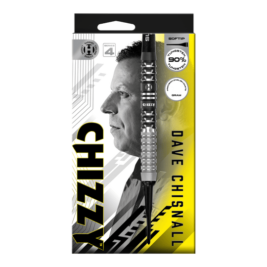 Fléchettes souples Dave Chisnall Chizzy Series 4 de Harrow Das Bild zeigt die Harrows Dave Chisnall Chizzy Series 4 Softdarts. Diese Softdarts wurden für Präzisionswürfe entwickelt.