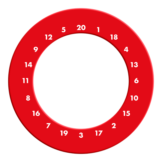Cadre de cible de fléchettes avec chiffres HD - Couleurs personnalisées Zu sehen ist ein roter Dartboard Surround ohne Logo. Das Produkt besitzt Zahlen im HD-Design.