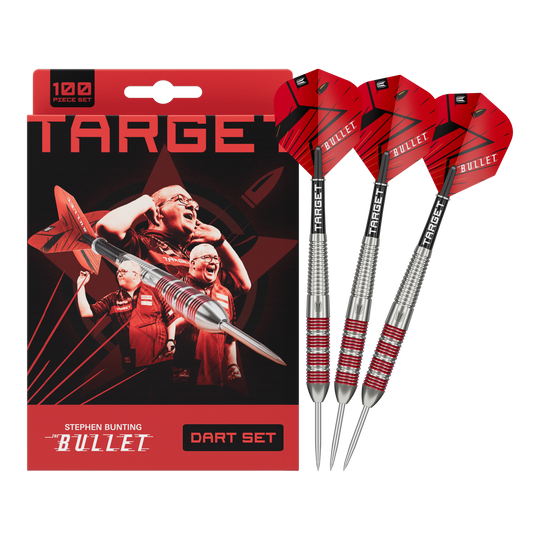 Coffret de 100 fléchettes en acier laiton Target Stephen Bunting Bullet - 22 g Coffret de 100 fléchettes en acier laiton Target Stephen Bunting Bullet - 22 g