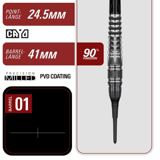 Fléchettes souples Target Black Marque Blaze - 18 g Die Target Black Marque Blaze Softdarts - 18g sind abgebildet. Diese Darts zeichnen sich durch ihr elegantes schwarzes Design aus.