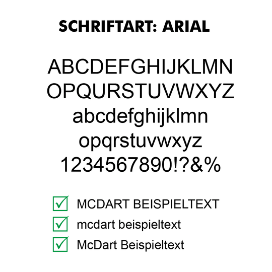 Flightdruck_Schriftart_AriallJyHHriEVk2tJ Der Text im Bild beschreibt die Schriftart Arial. Es werden drei Vorteile genannt: gut lesbar, modern und weit verbreitet (jeweils mit grünem Haken markiert).