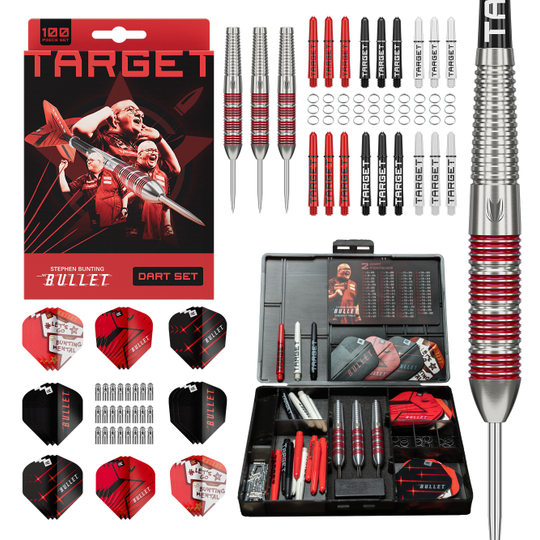 Coffret de 100 fléchettes en acier laiton Target Stephen Bunting Bullet - 22 g Coffret de 100 fléchettes en acier laiton Target Stephen Bunting Bullet - 22 g