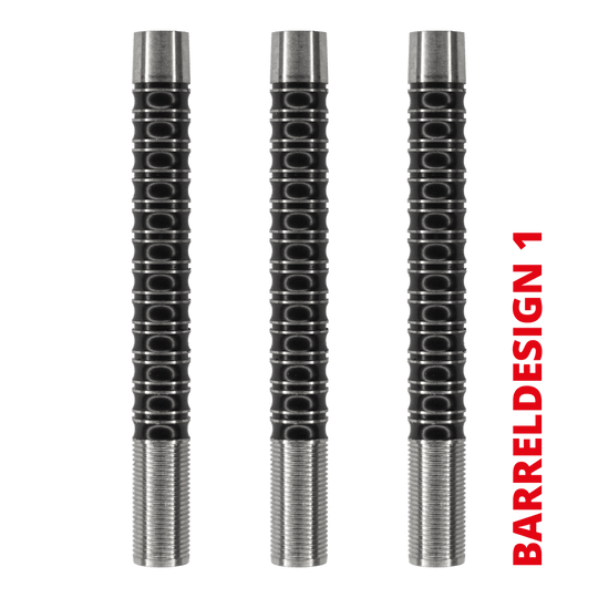 McDart Super Grip Long 90% Tungstène Hier ist der McDart Super Grip Long 90% Tungsten Softdart-Barrel zu sehen. Er besitzt eine längliche Form und viele Griffmulden.