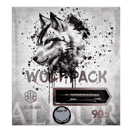 Fléchettes en acier Caliburn Wolfpack W5 - 22 g Abgebildet ist das Produkt Caliburn Wolfpack W5 Steeldarts - 22g. Es handelt sich um hochwertige Steeldarts für Präzisionswürfe.