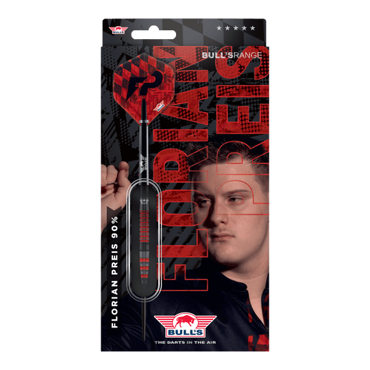 Bulls NL Florian Price Steeldarts - 23 g Das Produkt Bulls NL Florian Preis Steeldarts - 23g wird gezeigt. Die Steeldarts sind aus einer anderen Perspektive dargestellt.