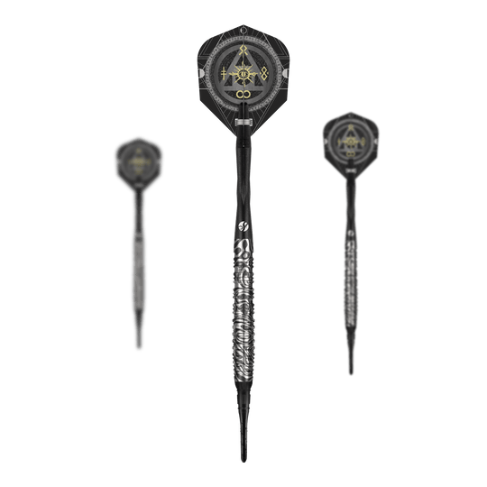 Fléchettes souples Shot Alchemy Runstel - 20 g Abgebildet ist das Set der Shot Alchemy Runstel Softdarts mit 20 Gramm. Die Darts sind als Set zusammengefasst zu erkennen.