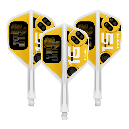 Targetz K-Flex et gagnez 6 vols Ein Dart Flight wird abgebildet. Dies ist die Variante Target K-Flex YouWin No6 in der Größe 19 mm.