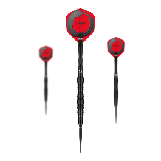 Fléchettes en acier Shot ZEN Scallop Turbo Point - 23 g Abgebildet ist ein Set der Shot ZEN Scallop Turbo Point Steeldarts - 23g. Das Set eignet sich ideal für ambitionierte Dartspieler.