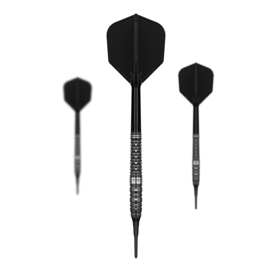 Fléchettes souples Target Black Marque Eclipse - 21 g Target Black Marque Eclipse Softdarts - 21g. Ein komplettes Softdart-Set in schwarzer Ausführung.