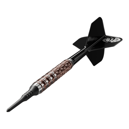 Fléchettes souples Target Japan Prime Series George Nishitani Raptor GEN6 - 19,5 g Das Bild zeigt die Target Japan Prime Series George Nishitani Raptor GEN6 Softdarts mit einem Gewicht von 21,5g. Die Softdarts liegen auffällig im Fokus und präsentieren ihr Design deutlich.