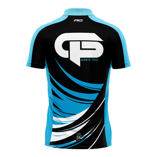 Zu sehen ist das Red Dragon Gerwyn Price Limited Edition Dartshirt. Dieses Shirt wurde speziell für Dartspieler entworfen.