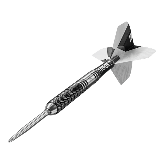 Fléchettes en acier Target Beau Greaves GEN1 Swiss Point Hier werden die Target Beau Greaves GEN1 Swiss Point Steeldarts in einer weiteren Perspektive gezeigt. Das Bild hebt die Form und das Design der Darts hervor.